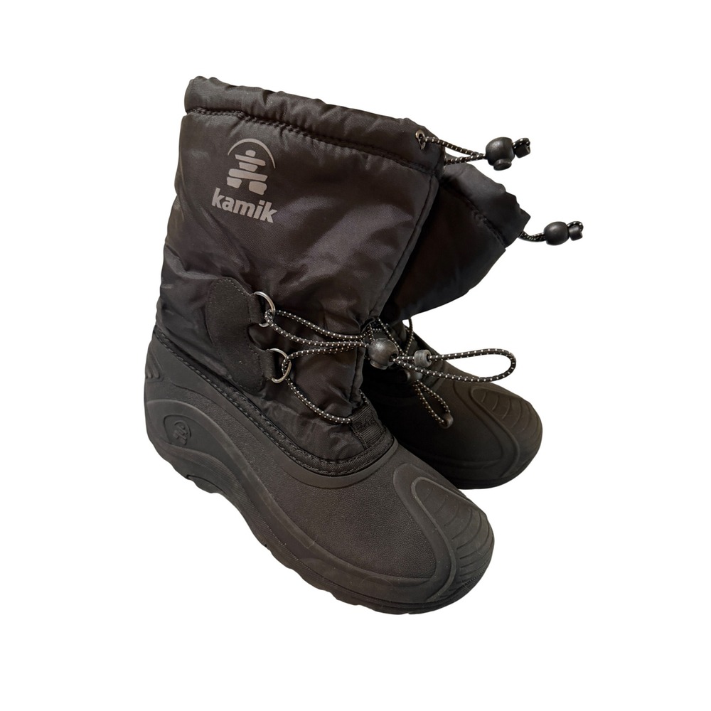 Kamik North Pole Waterproof Snow Boot Kids Unisex Size 6 Black Toggle Lace Lined